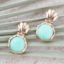 Load image into Gallery viewer, Vibrant Green Chrysoprase Golden Lotus Post Earrings