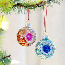 Load image into Gallery viewer, Vintage Reflector Ball Ornaments Pink &amp; Blue Set of 2