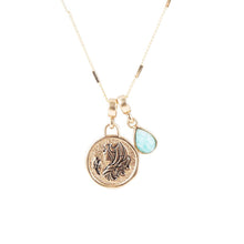 Load image into Gallery viewer, Virgo - Zodiac Blue Amazonite Golden Charm Necklace