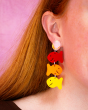 Load image into Gallery viewer, Rainbow Cracker Fish Dangle Earrings
