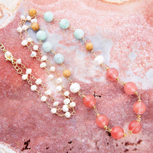 Load image into Gallery viewer, Watermelon Kiss Mint Jasper Golden Long Necklace
