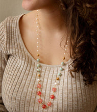 Load image into Gallery viewer, Watermelon Kiss Mint Jasper Golden Long Necklace