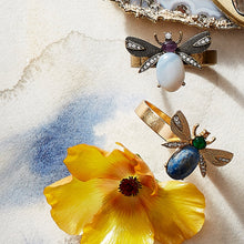 Load image into Gallery viewer, Etched wing bug skinny napkin rings, lapis lazuli, set of four