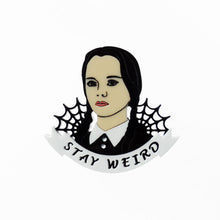 Load image into Gallery viewer, Wednesday Addams Stay Weird Brooch by Cherryloco