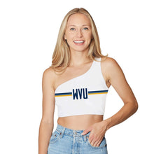 Load image into Gallery viewer, West Virginia Mountaineers White One Shoulder Top