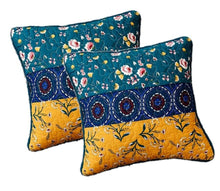 Load image into Gallery viewer, DaDa Bedding Set of 2 Bohemian Patchwork WildFlowers Floral Gardenia Throw Pillow Covers, 18" x 18" (JHW886)