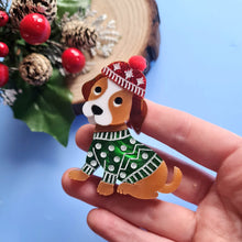 Load image into Gallery viewer, Winter Puppy Brooch by Cherryloco