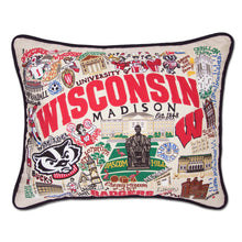 Load image into Gallery viewer, Wisconsin, University of Collegiate Embroidered Pillow by CatStudio