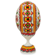 Load image into Gallery viewer, Hen Ukrainian Wooden Easter Egg Pysanka on a Stand 3.75 Inches