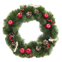 Load image into Gallery viewer, Ukrainian Christmas Wreath with Frosted Straw Bows, Apples &amp; Pine Cones 20 Inches