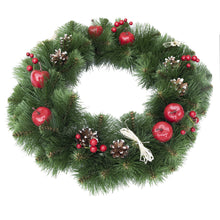 Load image into Gallery viewer, Ukrainian Christmas Wreath with Frosted Straw Bows, Apples &amp; Pine Cones 20 Inches
