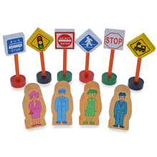 Load image into Gallery viewer, Set of 40 Pieces City Vehicles, Buildings, and Signs Wooden Blocks