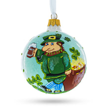 Load image into Gallery viewer, Charming Irish Leprechaun Glass Christmas Ornament 4 Inches