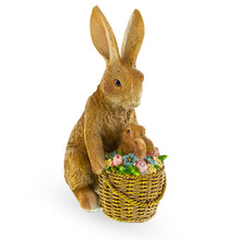 Load image into Gallery viewer, Mother &amp; Baby Bunny Figurine – Rustic Easter &amp; Spring Decor with Floral Basket 7.4 Inches