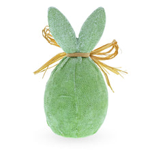 Load image into Gallery viewer, Rustic Bunny Nest Egg Decoration – Green Burlap-Style Easter Ornament with Raffia Bow