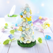 Load image into Gallery viewer, Easter Bunny Climbing Egg Tower – Playful Rabbit Figurine for Spring Decor 10.6 Inches