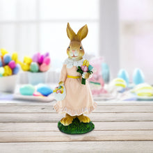Load image into Gallery viewer, Vintage Style Easter Bunny Figurine – Springtime Rabbit Statue with Flowers &amp; Egg Basket 8.7 Inches