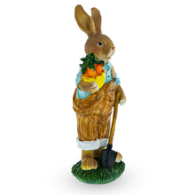 Load image into Gallery viewer, Hardworking Father Bunny with Carrots Basket and Shovel Figurine