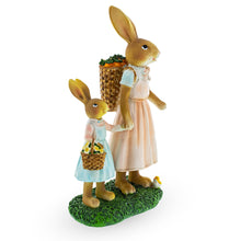 Load image into Gallery viewer, Mother &amp; Child Easter Bunny Figurine – Vintage Style Spring Rabbit Statue with Baskets 11 Inches