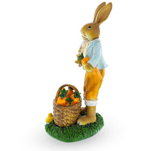 Load image into Gallery viewer, Father &amp; Child Easter Bunny Figurine – Spring Rabbit Statue with Carrots &amp; Chicks 11 Inches