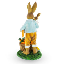 Load image into Gallery viewer, Father &amp; Child Easter Bunny Figurine – Spring Rabbit Statue with Carrots &amp; Chicks 11 Inches