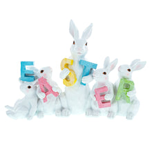 Load image into Gallery viewer, White Bunnies Holding EASTER Letters Figurine 12 Inches