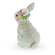 Load image into Gallery viewer, Floral Crown Bunny Figurine – Elegant Spring &amp; Easter Rabbit Decoration 4.2 Inches
