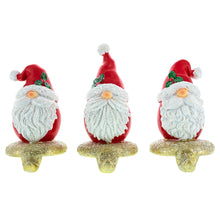Load image into Gallery viewer, Set of 3 Santa Gnome Stocking Holders Hangers – Festive Christmas Mantel Decor