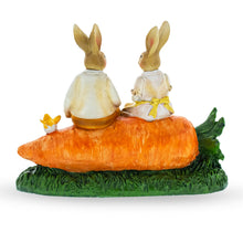 Load image into Gallery viewer, Bunny Couple in Love Sitting on a Carrot Figurine