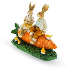 Load image into Gallery viewer, Bunny Couple in Love Sitting on a Carrot Figurine