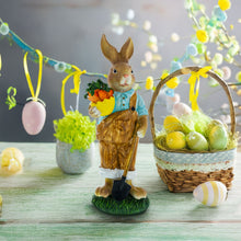 Load image into Gallery viewer, Hardworking Father Bunny with Carrots Basket and Shovel Figurine