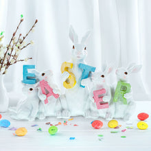 Load image into Gallery viewer, White Bunnies Holding EASTER Letters Figurine 12 Inches