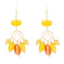 Load image into Gallery viewer, Yellow Carnelian Jade Golden Drop Earrings
