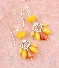 Load image into Gallery viewer, Yellow Carnelian Jade Golden Drop Earrings