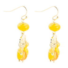 Load image into Gallery viewer, Yellow Carnelian Jade Golden Drop Earrings