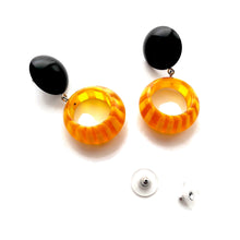 Load image into Gallery viewer, Mustard Yellow Stripe Donut Drop Earrings