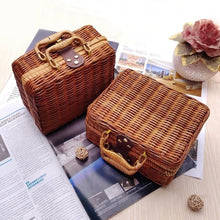 Load image into Gallery viewer, Vintage Handmade Wicker Picnic Basket