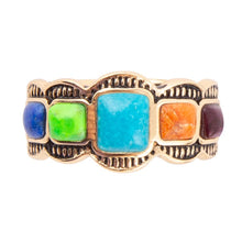 Load image into Gallery viewer, Zion Blue Turquoise Colorful Golden Ring
